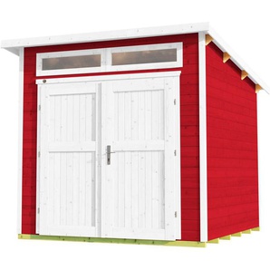 Gartenhaus WEKA 264 Gr. 2, 21 mm, rot Gartenhäuser Gr. Fußboden im Gartenhaus, ohne Rück- und Seitenwand, ohne Dacheindeckung, rot (schwedenrot) Gartenhäuser aus Holz