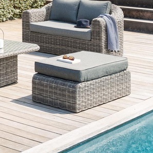 Gartenhocker MOOREA Terre dombre Epoxidbeschichtetes Aluminium, Kunststoffrattan, Polyester Hespéride
