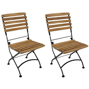 Gartenklappstühle aus Teak Massivholz und Stahl (2er Set)