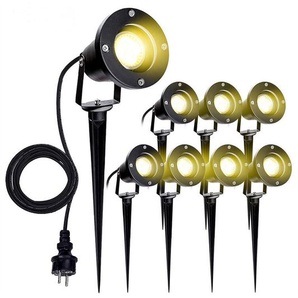 Gartenleuchte Led Gartenstrahler Warmweiß 8er Pack led Gartenbeleuchtung IP65 4W GU10 Mit Erdspieß Stecker Aussen Wiese Für Aussen.Garten.Wiese