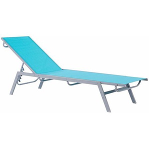 Gartenliege Blau Stahl Polyester verstellbare Rückenlehne modern Garten Terasse Balkon