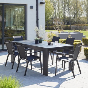 Gartenlounge aus Aluminium und schwarzem Textilene 6-Sitzer