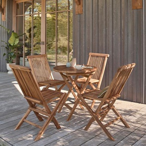 Gartenlounge aus geöltem Teakholz 4 Personen