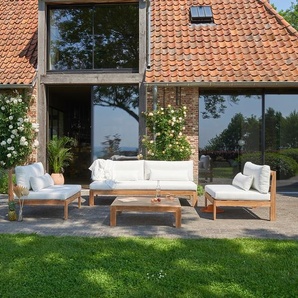Gartenlounge aus massivem Teakholz weiß