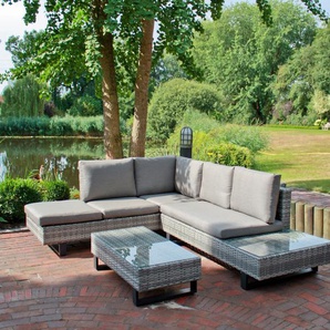 Gartenlounge-Set GARDEN PLEASURE Lounge-Eckgruppe »CADIZ« Sitzmöbel-Sets grau natur, schwarz Outdoor Möbel 2 Sofas, Tisch LxB: 110x55 cm
