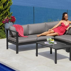 Gartenlounge-Set KONIFERA Dubai Sitzmöbel-Sets grau (anthrazit) Outdoor Möbel Ecklounge, Tisch 100x59 cm, Aluminium