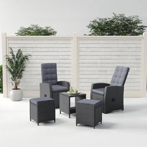 Gartenlounge-Set KONIFERA Paris Sitzmöbel-Sets grau Outdoor Möbel verstellbare Rückenlehne, Polyrattan, Aluminium, inkl. Auflagen