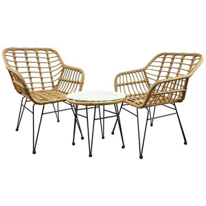 Gartenmöbel 3er-Set - braun - Materialmix - 57 cm - 79 cm | Möbel Kraft