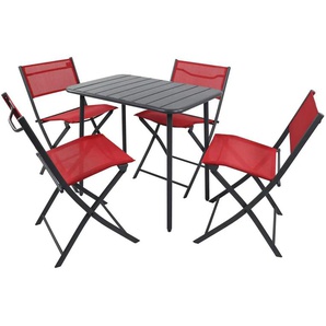 Gartenmöbel 5er-Set - rot - Materialmix - 80 cm - 72 cm | Möbel Kraft