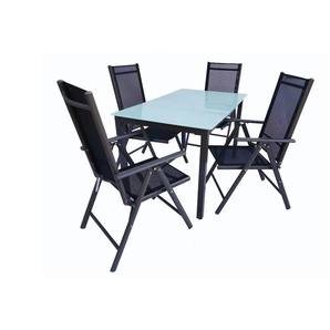 Gartenmöbel 5er-Set | schwarz | 140 cm | 73 cm |