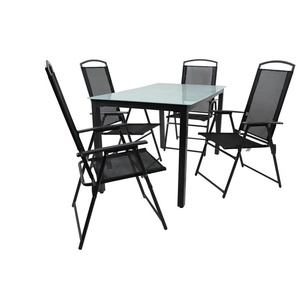 Gartenmöbel 5er-Set | schwarz | 140 cm | 76 cm |