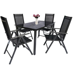 Gartenmöbel 5er-Set   ¦ schwarz ¦ Maße (cm): B: 140 H: 73