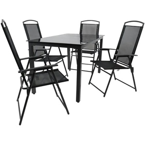 Gartenmöbel 5er-Set   ¦ schwarz ¦ Maße (cm): B: 140 H: 76