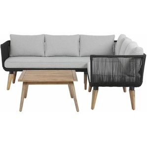 Gartenmöbel 5er Set Taupe und Schwarz aus Akazienholz Modern mit quadratischer Tisch 75 x 75 cm Modern