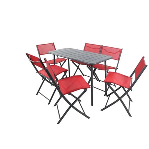 Gartenmöbel 7er-Set | rot | 110 cm | 72 cm |