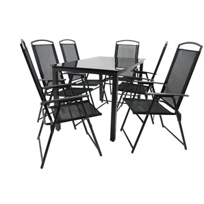 Gartenmöbel 7er-Set | schwarz | 140 cm | 76 cm |