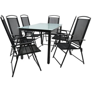 Gartenmöbel 7er-Set | schwarz | 140 cm | 76 cm |