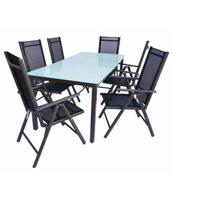 Gartenmöbel 7er-Set | schwarz | 190 cm | 73 cm |
