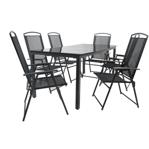 Gartenmöbel 7er-Set | schwarz | 190 cm | 76 cm |