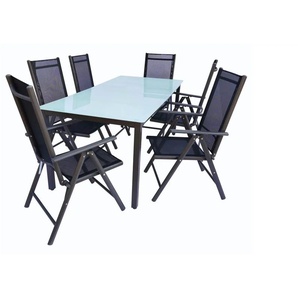 Gartenmöbel 7er-Set   ¦ schwarz ¦ Maße (cm): B: 190 H: 73