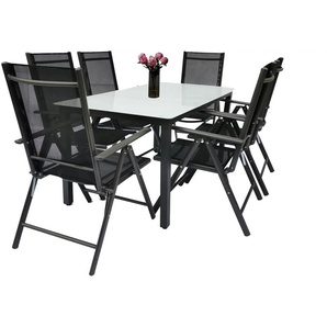 Gartenmöbel 7er-Set - schwarz - Materialmix - 140 cm - 73 cm | Möbel Kraft