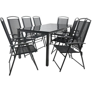 Gartenmöbel 9er-Set   ¦ schwarz ¦ Maße (cm): B: 190 H: 76