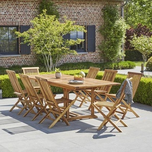 Gartenmöbel aus massivem, geöltem Teakholz 8/10 Personen