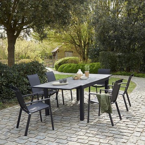 Gartenmöbel aus schwarzem Aluminium und grauem Textilene 6/10 Pers.