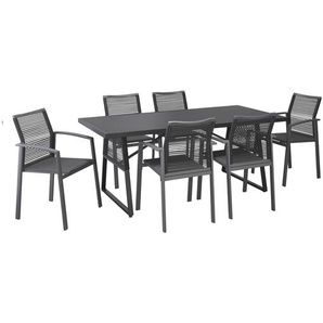 Gartenmöbel-Set Linda schwarz 7-teilig