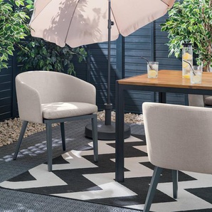 Gartenpolsterstuhl 2er-Set Beine: Aluminium, pulverbeschichtet Bezug: Webstoff Beige/Beige 58 x 63 x 75cm