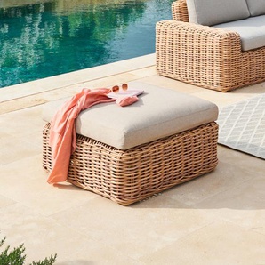 Gartenpouf SAVINIA Tahini Epoxidbehandeltes Aluminium, Geflochtenes Harz, Olefin. Hespéride
