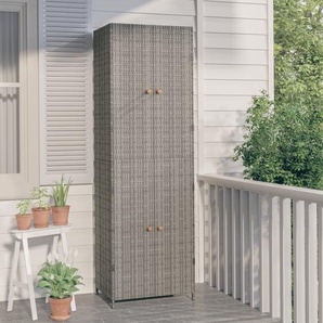 Gartenschrank Grau 59x40x180 cm Poly Rattan