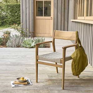 Gartensessel massives Teakholz und  beigem Seil