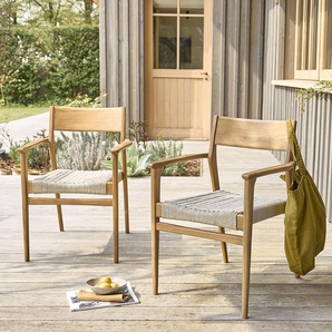 Gartensessel massives Teakholz und beigem Tauwerk ( 2er Set )