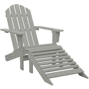 Gartensessel mit Fußstütze Holz Grau