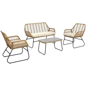 Xxxl Gartenset, Anthrazit, Natur, Metall, Kunststoff, Glas, Füllung: Schaumstoff, lichtecht, UV-beständig, Tische mit Glasplatte, Balkonmöbel,