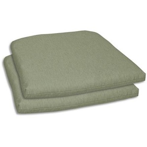 Gartensitzkissen, Hellgrün, Textil, 2-teilig, Uni, Füllung: Schaumstoff, Vlies, 40-47x5x45 cm, Oeko-Tex® Standard 100, pflegeleicht, hochwertige Qualität, langlebig, für den Außenbereich geeignet, Outdoor-Kissen, Outdoor-Sitzkissen