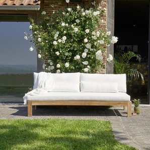 Gartensofa aus massivem Teakholz weiß 3-Sitzer