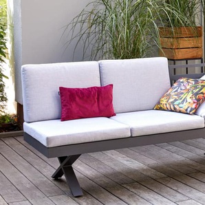 Gartensofa Rieke, hellgrau, Kopfteilverstellung vorstehend rechts