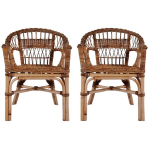 vidaXL Gartenstühle 2 Stk. Natürliches Rattan Braun
