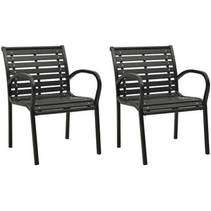 vidaXL Gartenstühle 2 Stk. Stahl und WPC Schwarz