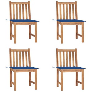 Gartenstühle 4 Stk. mit Kissen Massivholz Teak