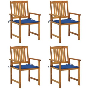 Gartenstühle mit Kissen 4 Stk. Massivholz Akazie Königsblau
