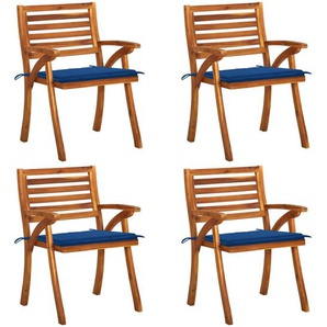 Gartenstühle mit Kissen 4 Stk. Massivholz Akazie Königsblau