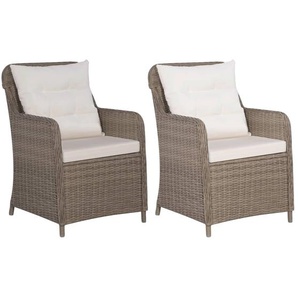 Gartenstühle mit Polstern 2 Stk. Poly Rattan Braun