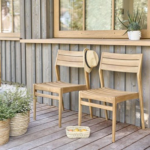 Gartenstuhl aus massivem Teakholz (2er-Set)