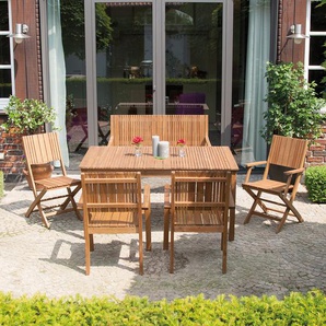 Gartenstuhl Massivholz Akazie, geölt Beige 59 x 90 x 56cm