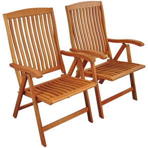 Gartenstuhl INDOBA Sun Flair Stühle Gr. 2 St., aufklappbar + Massivholz, beige (natur, natur) Gartenstühle 2er Set, Hochlehner - IND-70002-ST