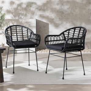 Gartenstuhl KALO 2er-Set Webstoff Schwarz/Schwarz 53 x 76 x 54cm