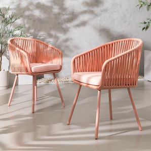 Gartenstuhl NOXI 2er-Set Webstoff Rot/Flamingorosa 56 x 79 x 62cm